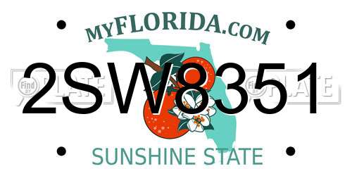2SW8351 Florida License Plate