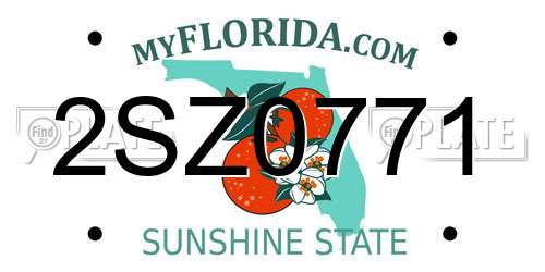 2SZ0771 Florida License Plate