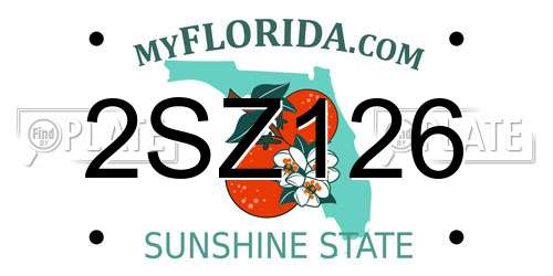 2SZ126 Florida License Plate