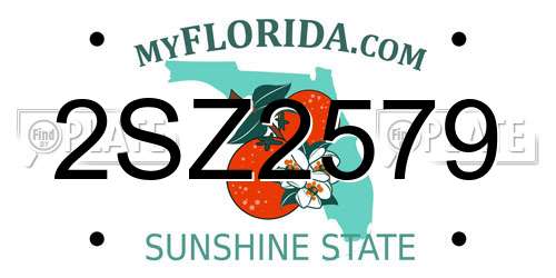2SZ2579 Florida License Plate