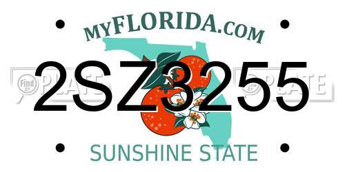 2SZ3255 Florida License Plate