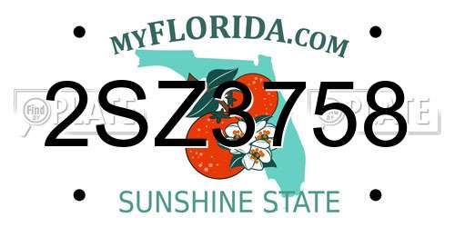 2SZ3758 Florida License Plate