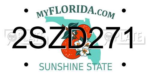 2SZD271 Florida License Plate