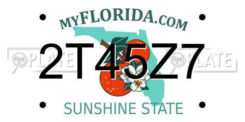 2T45Z7 Florida License Plate