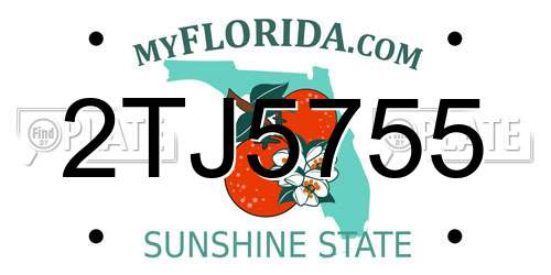 2TJ5755 Florida License Plate