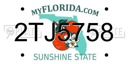 2TJ5758 Florida License Plate