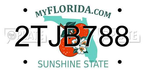 2TJB788 Florida License Plate