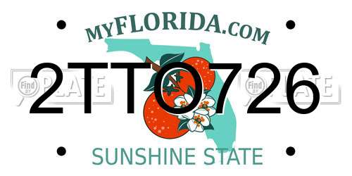 2TTO726 Florida License Plate