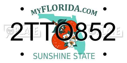 2TTO852 Florida License Plate