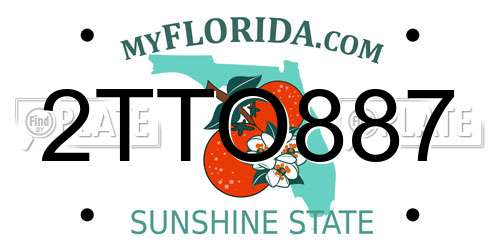 2TTO887 Florida License Plate