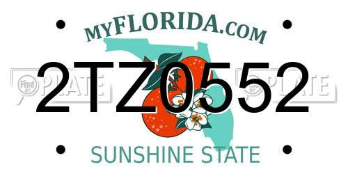 2TZ0552 Florida License Plate