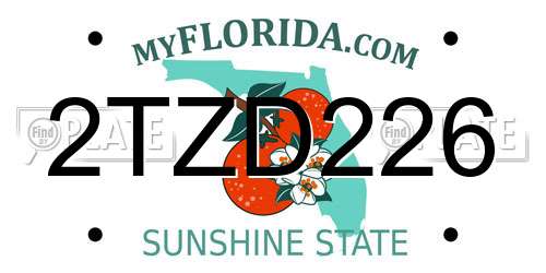 2TZD226 Florida License Plate