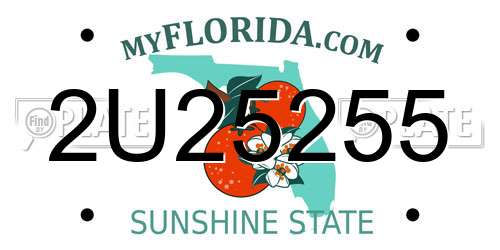 2U25255 Florida License Plate
