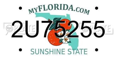 2U75255 Florida License Plate