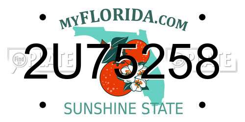 2U75258 Florida License Plate