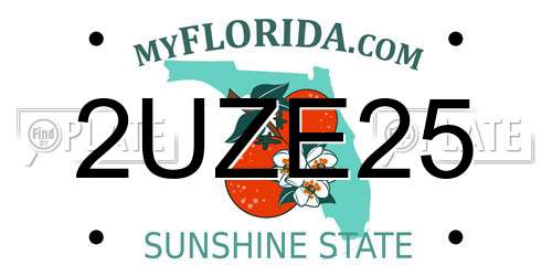 2UZE25 Florida License Plate