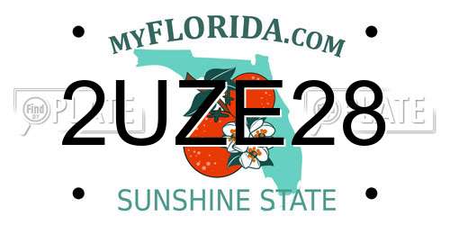 2UZE28 Florida License Plate