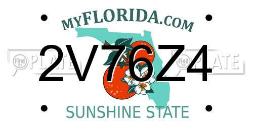 2V76Z4 Florida License Plate