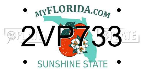 2VP733 Florida License Plate
