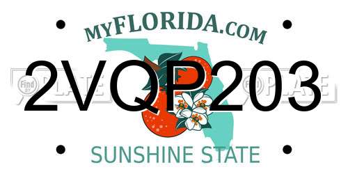 2VQP203 Florida License Plate