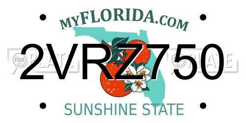 2VRZ750 Florida License Plate