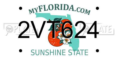 2VT624 Florida License Plate