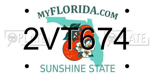 2VT674 Florida License Plate