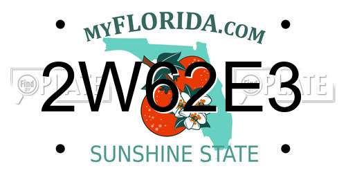 2W62E3 Florida License Plate