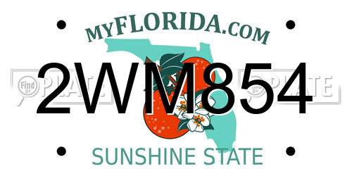 2WM854 Florida License Plate