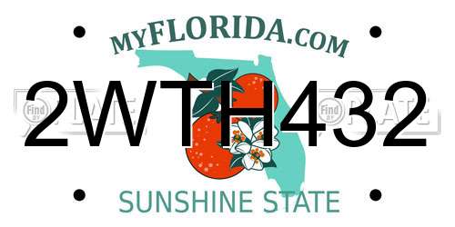 2WTH432 Florida License Plate
