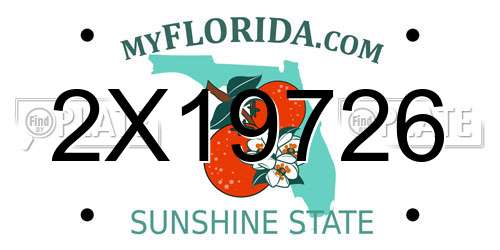 2X19726 Florida License Plate