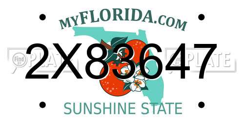 2X83647 Florida License Plate