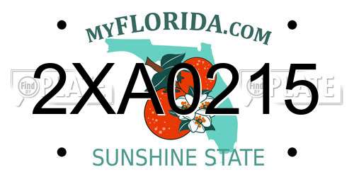 2XA0215 Florida License Plate