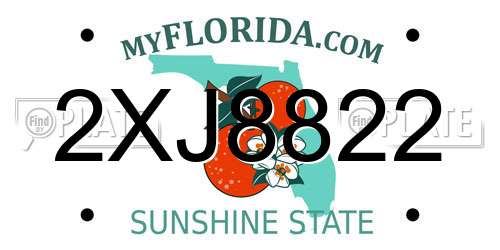 2XJ8822 Florida License Plate