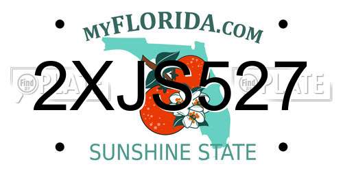 2XJS527 Florida License Plate
