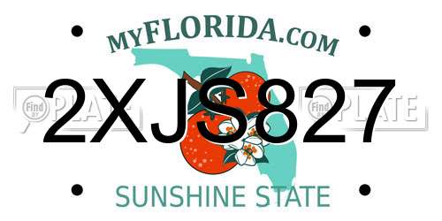2XJS827 Florida License Plate