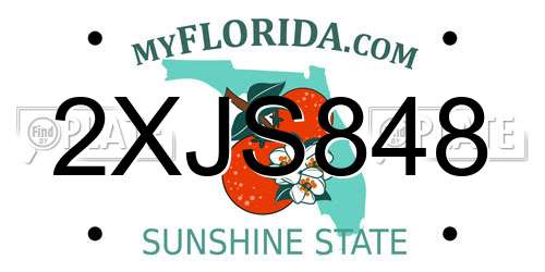 2XJS848 Florida License Plate