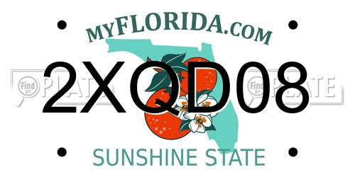 2XQD08 Florida License Plate