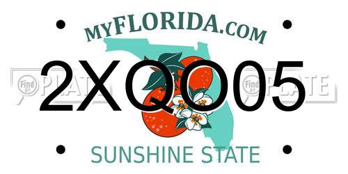2XQO05 Florida License Plate