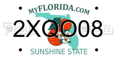 2XQO08 Florida License Plate
