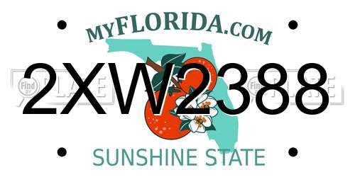 2XW2388 Florida License Plate