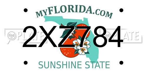 2XZ784 Florida License Plate
