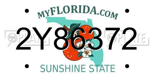 2Y86372 Florida License Plate