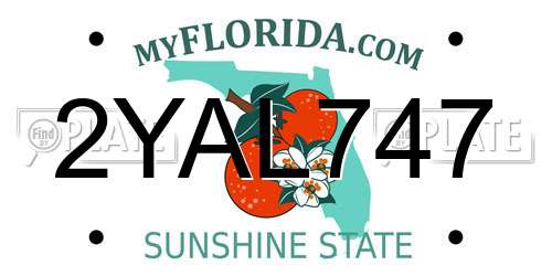 2YAL747 Florida License Plate