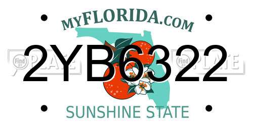 2YB6322 Florida License Plate