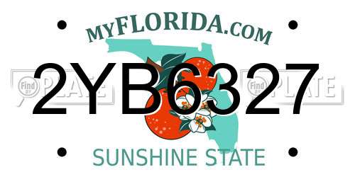 2YB6327 Florida License Plate