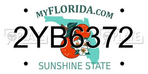 2YB6372 Florida License Plate