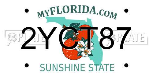 2YCT87 Florida License Plate
