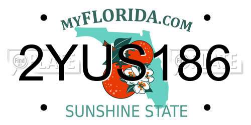 2YUS186 Florida License Plate