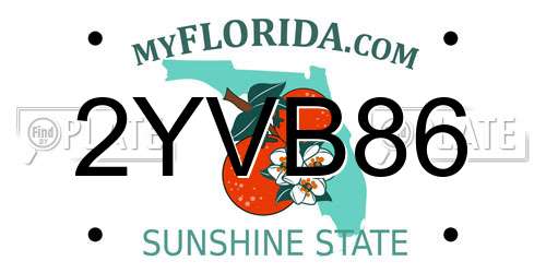 2YVB86 Florida License Plate